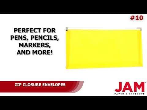 JAM PAPER Plastic Envelopes with Zip Closure - #10 Booklet Wallet - 4 1/8 x 9 1/2 - Yellow - 3/Pack