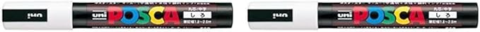 uni Posca Medium Marker, White (PC5M.1) (Pack of 2)