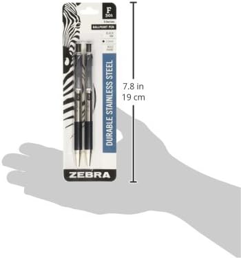 Zebra Pen F-301 Bold Ballpoint Retractable Pens, 1.6mm Point Size, Black Ink, Pack of 2 (27312)