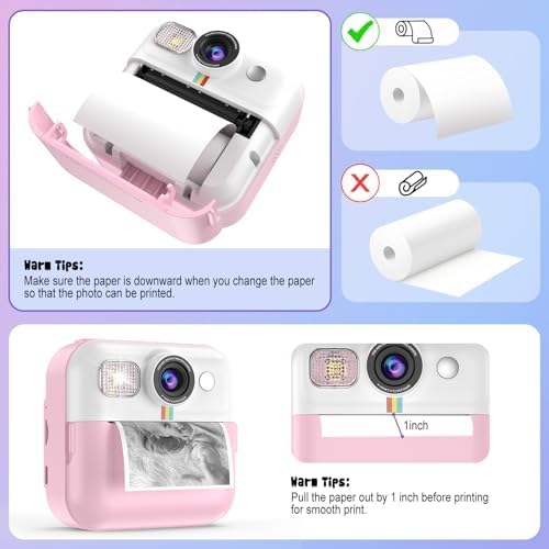 Kids Instant Print Camera Paper - 6 Rolls Thermal Printing Refill Set for Toddler Camera, Coreless Thermal Paper, Compatible with Thermal Printers