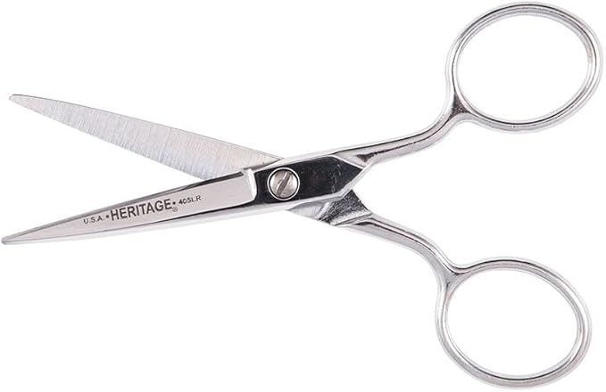 Klein Tools G405LR Scissors, Made in USA, Embroidery Scissor with Large Ring, Great for Sewing, Fabric, Electronics, More, 5-Inch