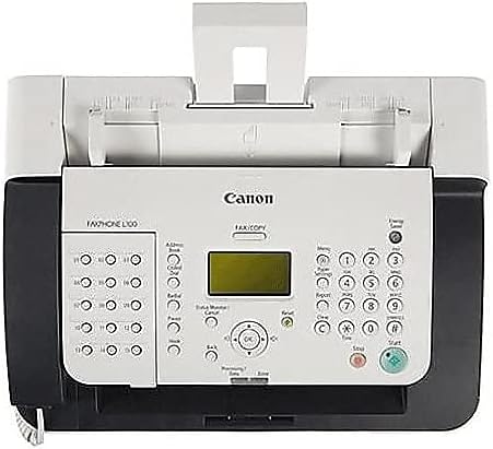 Canon FAXPHONE L100 - Monochrome Laser Fax with Copier, 30 Sheet Auto Document Feeder, 1 Year Limited Warranty, 19 PPM, White