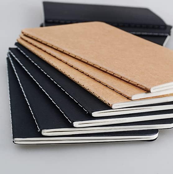Gwybkq Mini Notepads Bulk 60 Pack Small Journal Pocket Notepad Kraft Brown&Black Notebooks for Kids 3.5 x 5.5 Inches, 30 Sheets/60 Pages