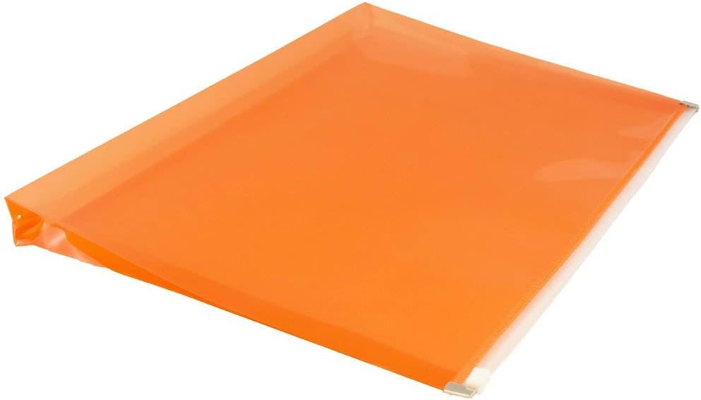 JAM PAPER Plastic Envelopes with Zip Closure - Letter Booklet - 9 3/4 x 13 - Orange - 12/Pack