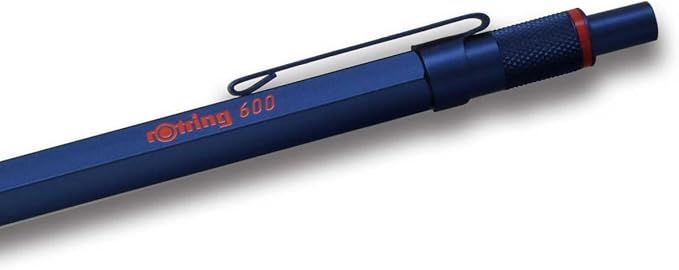 rOtring 600 Ballpoint Pen, Medium Point, Black Ink, Blue Barrel, Refillable