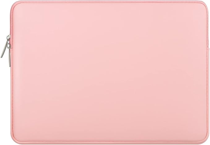 RAINYEAR 13.3 Inch Laptop Sleeve Soft PU Leather Case Water Resistant Padded Zipper Cover Protective Carrying Bag Compatible with 13.3" Notebook Computer Chromebook(Pink)