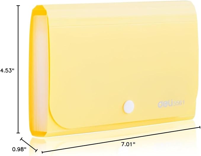 Expanding File Folder, Subdivision Accordion File Folder Mini Organizer PP Wallet for Cards,Coupons,Receipt,Tax Item or Changes,7x4.5 Inches,12 Pockets with Tabs and Check Case(Yellow)