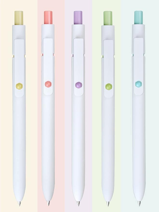 erofa 5 PCS Zennyth Gel Pens Quick Dry Fine Point Premium Retractable Rolling Ball Black Ink Smooth Writing Pens for School Office (White)