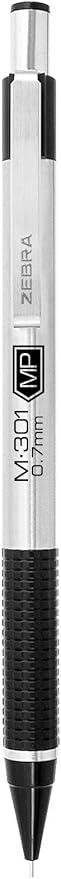 Zebra Pen M-301 Mechanical Pencil, Stainless Steel Barrel, Medium Point, 0.7mm, Black Grip, 24-Pack