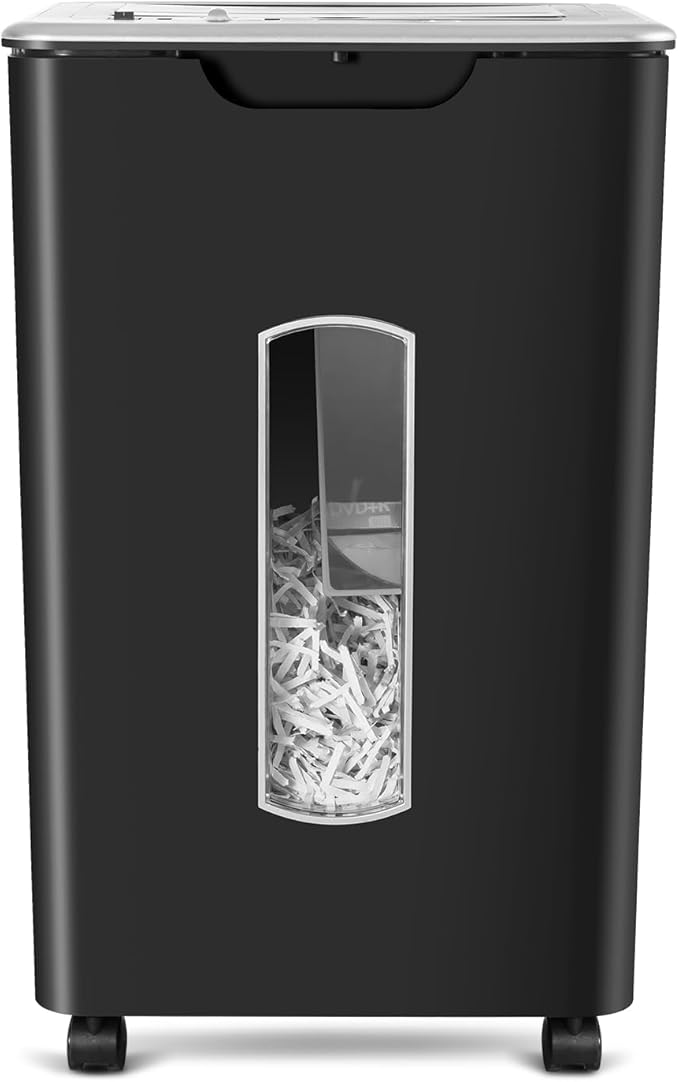Paper Shredder for Home Office, 60 Sheets Auto Feed, 55dB Super Quiet, P-4 Cross Cut, 2.4m/min High-Speed Shredding, 5.8 Gallon Bin, CD/Credit Card Shredder with Anti-Jam & Dual Modes