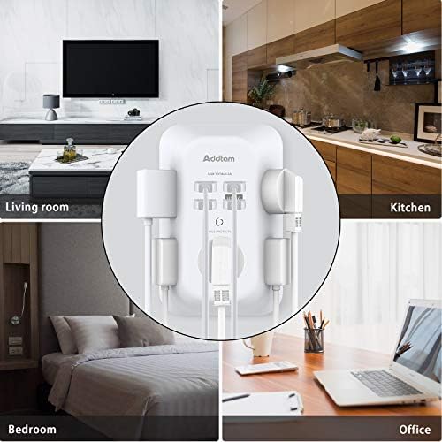 Addtam USB Wall Charger Surge Protector 5 Outlet Extender with 4 USB Charging Ports (1 USB C Outlet) 3 Sided 1800J Power Strip Multi Plug Outlets Wall Adapter Spaced for Home Travel Office ETL Listed