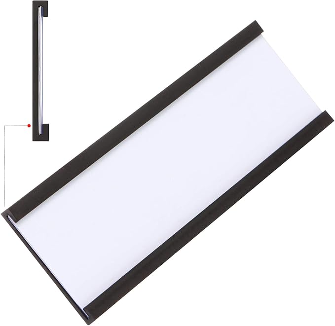 C Channel Magentic Label Holders 0.5x2 Inches with Paper Inserts and Clear Plastic Protectors,Magnetic Data Card Holders File Cabinet,Pack of 100