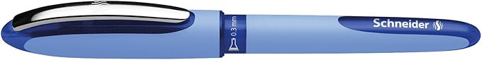 Schneider One Hybrid N Rollerball Pen, 0.3 mm Hybrid Needle Tip, Light Blue Barrel, Blue Ink, Box of 10 Pens (183403)