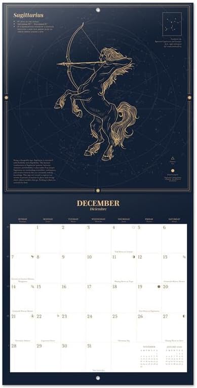 Astral Wall Calendar 2025 12" x 12" FSC® Plastic Free - Starts Week On Sunday | Square Wall Calendar | Family Planner Calendar 2025 | Astrological Calendar 2025