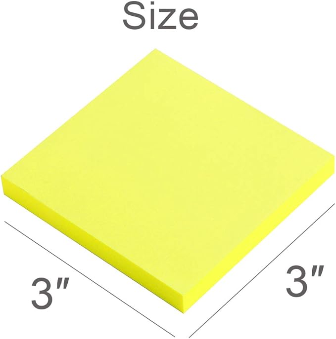 Vanpad Sticky Notes 3x3 Inches,Bright Yellow Self-Stick Pads, Easy to Post for Home, Office, Notebook, 8 Pads/Pack