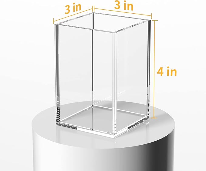 NIUBEE Acrylic Pen Holder 2 Pack,Clear Desktop Pencil Cup Stationery Organizer for Office Desk Accessory