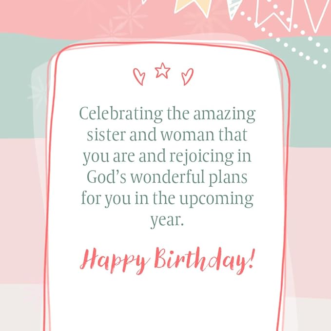 Prime Greetings Religious Birthday Card For Sister, Made in America, Eco-Friendly, Thick Card Stock with Premium Envelope 5in x 7.75in, Packaged in Protective Mailer