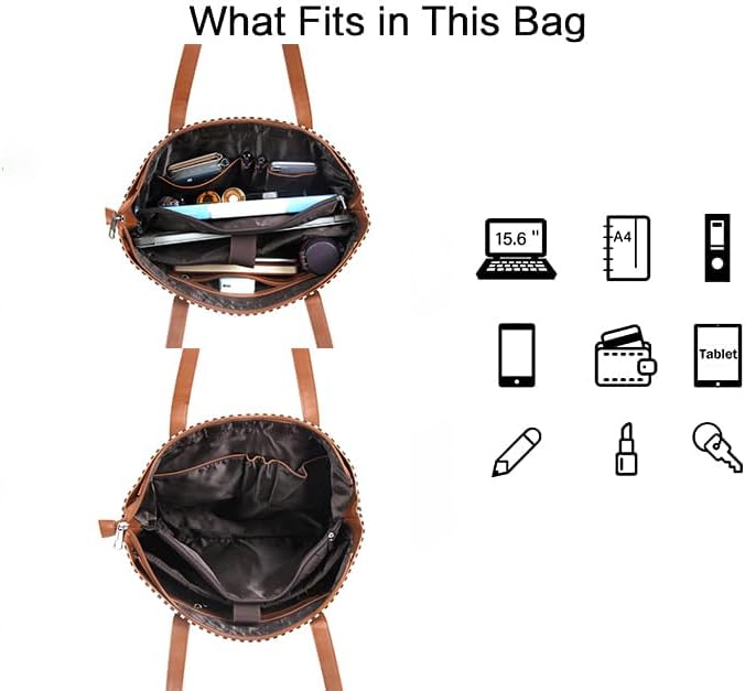 Laptop Tote Bag for Women, Waterproof Canvas Womens Work Shoulder Bag, Computer bag, Large Capacity Fits 15.6 inches Laptop