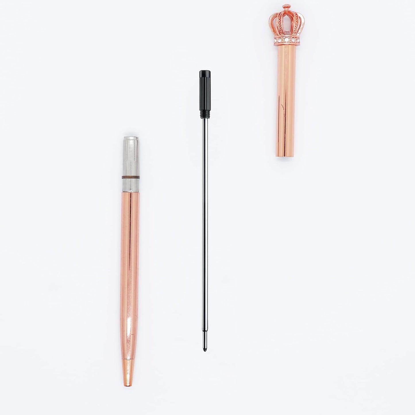 DunBong Black Ink Refill Pack of 5, Replaceable Ballpoint Pen Refills, Medium Point Metal Refill (Black)