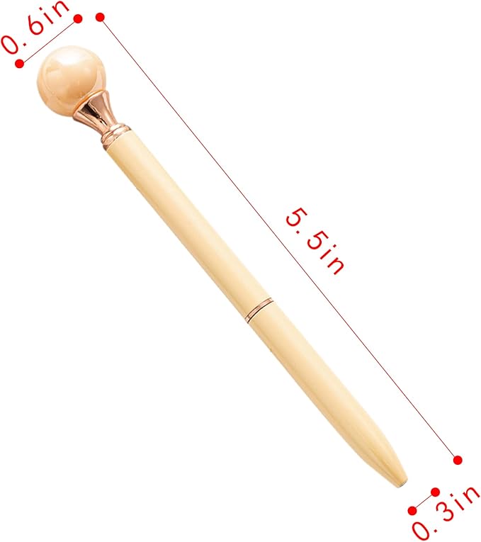 6 Pieces False Pearl Decoration Twist Metal Ballpoint Pen Ball Pen 1.0 MM Black Ink