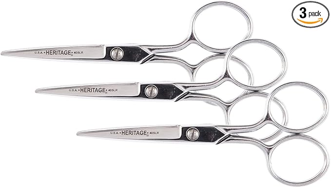 Klein Tools G405LR Scissors, Embroidery Scissor with Large Ring, Great for Sewing, Fabric, Electronics, More, 5-Inch (Pack of 3)