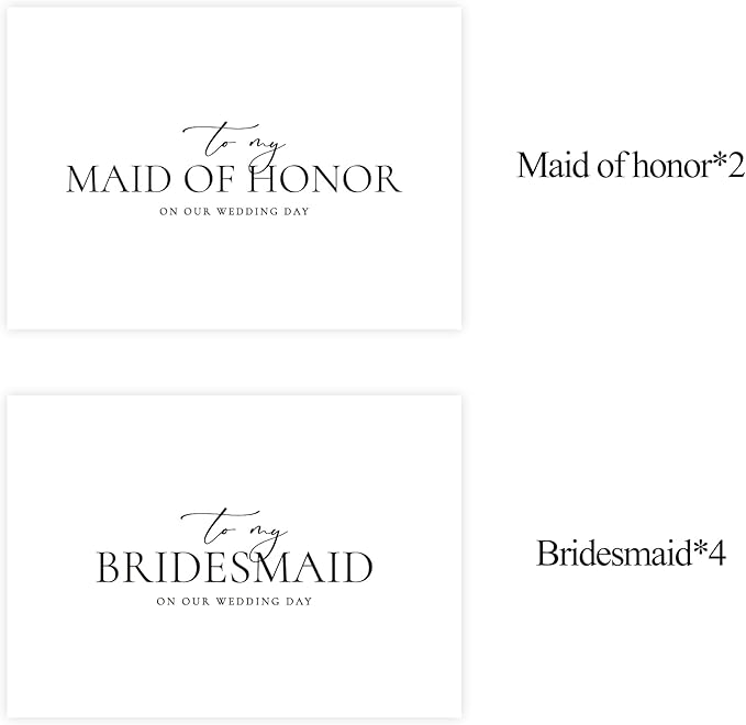 LADY&HOME To My Bridesmaid On My Wedding Day Card,Bridesmaid Thank You Card Wedding Day Bridesmaid Proposal (Black Foil,6 Pack)