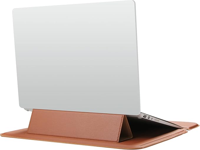 Megoo PU Leather Laptop Sleeve 13inch with Stand Compatible with Microsoft Surface Laptop 6/5/4/3 13.5", Samsung Galaxy Book/Chromebook 13.3", Carry Stand Case for 13" 14" Tablet Chromebook(Brown)