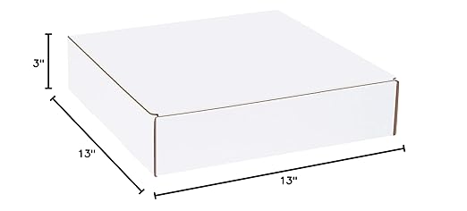 BOX USA BML13133 13"L x 13"W x 3"H, White (Pack of 50)