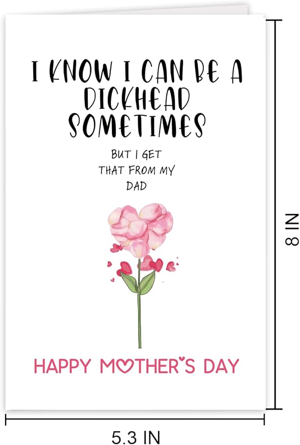 UUEFKTN Funny Mother's Day Card Gift for Mom Stepmom Grandma, Humor Mothers Day Card Gift from Son Daughter Kids