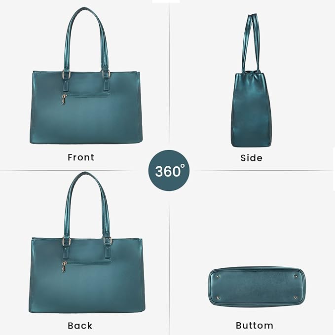 LOVEVOOK Laptop Bag for Women 15.6 Inch Tote Bags Waterproof Leather Briefcase Computer Women Business Office Work Bag,Pearl Green