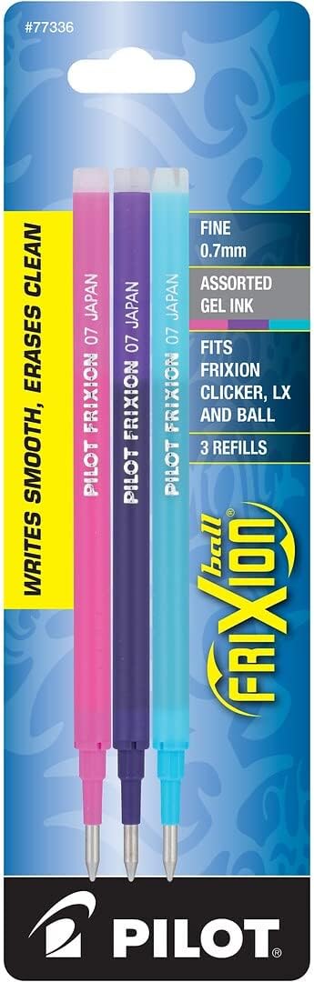 Pilot Refills for Frixion Erasable Gel Ink Pens, Fashion Assorted, Pack of 9 (77336)