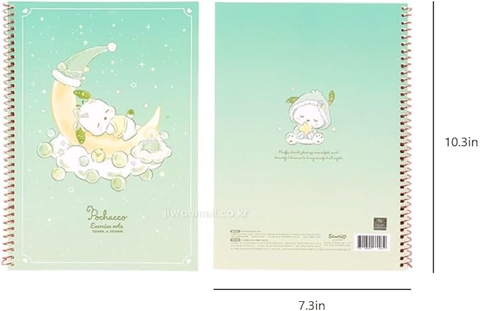 Cute Unruled Blank Spiral Notebook, About 60 Sheets, 7.3 x 10.3 Inches, About 60 Sheets (Green)