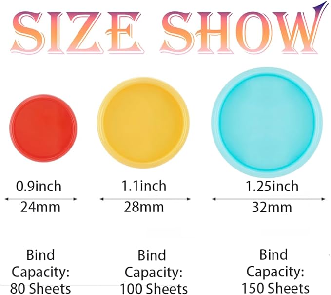 100PCS Discbound Notebook Accessories Expansion Planner Discs Binder Rings Loose-Leaf Plastic Book Binding Disc(Mixed,1.1"/28 mm)