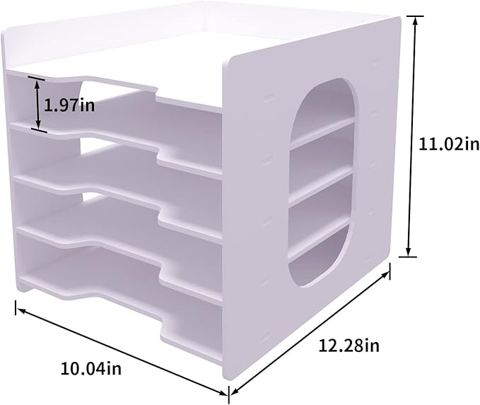 Natwind 5 Tiers Paper Organizer for Desk Desktop White File Holder Office Desk Organizer Mail Letter Tray & Paper Sorter Document Notebooks Storage Rack for Home Office School Classroom