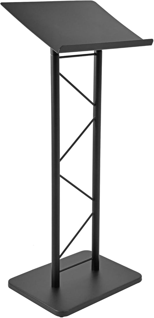 Kingdom KML7B Large Portable Lectern, Stand Up Church Pulpit, Slanted Lectern, Conference Podium for Speakers, Speeches and Other Occasions- Truss Lectern, Black Powder Coat Finish, Metal
