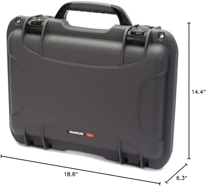 Nanuk 923 Waterproof Hard Case with Foam Insert and Incorporated TSA Approved Travel Lock Latches - Graphite