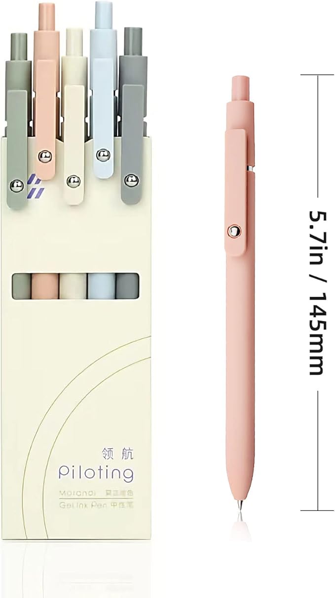 Gel Pens, 0.5mm Fine Point Smooth Writing Japanese Cute Pens, High-End Series Black Ink Pens for Journaling Note Taking, School Office Supplies for Women Men (5 Pcs Morandi)