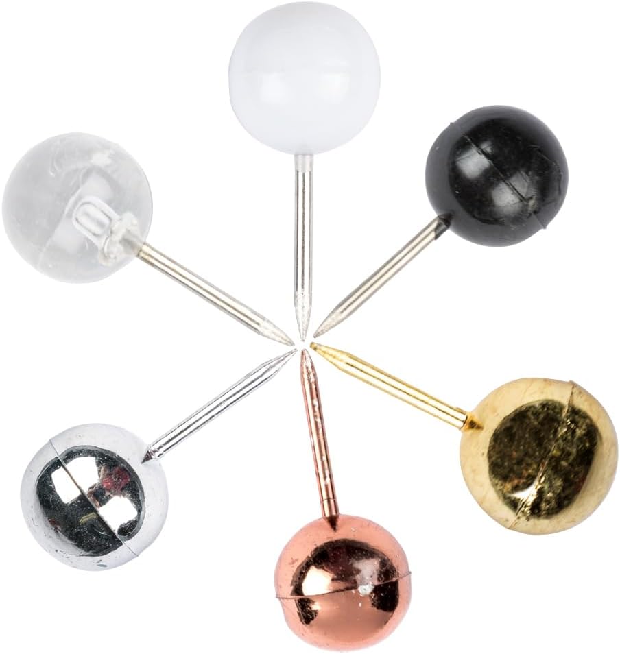 JAM PAPER Colorful Push Pins - Round Head Map Thumb Tacks - Assorted Business Colors - 600/Pack