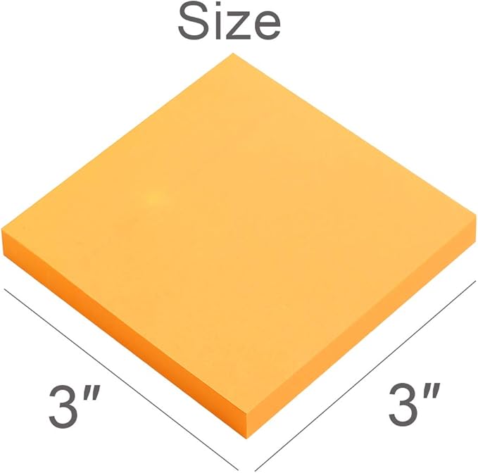Vanpad Sticky Notes 3x3 Inches,Bright Orange Self-Stick Pads, Easy to Post for Home, Office, Notebook, 8 Pads/Pack