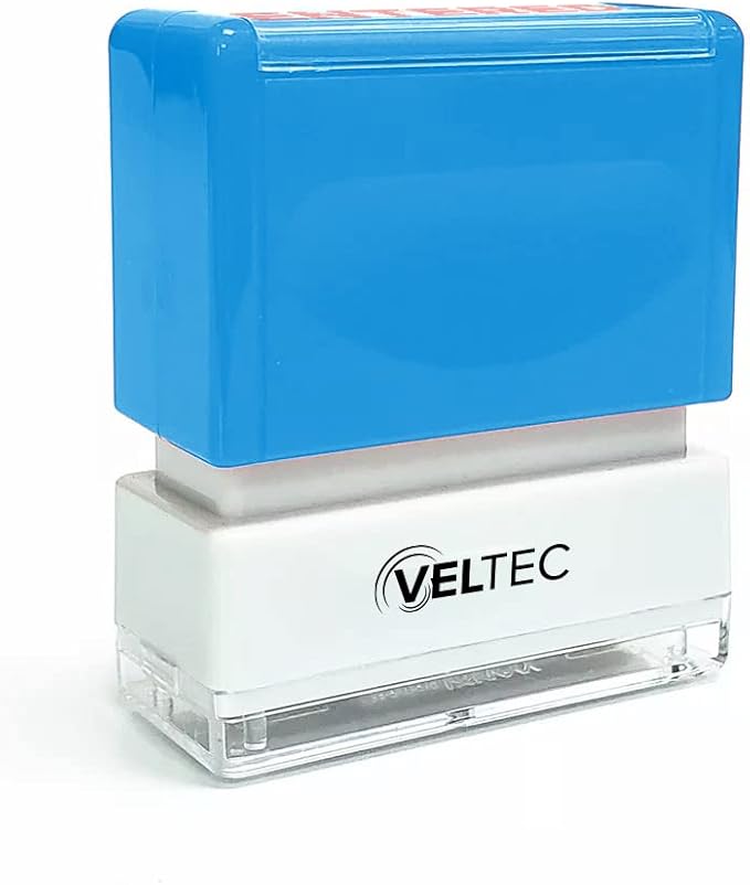 Veltec Premium Pre-Inked Message Stamp, Red Ink (Entered)
