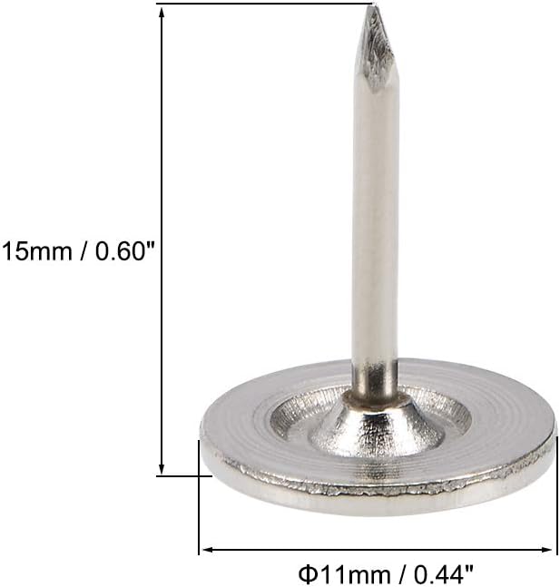 uxcell Upholstery Nails Tacks 11mmx15mm Flat Head Furniture Nails Pins Silver Tone for Furniture Sofa Headboards, 50 Pcs