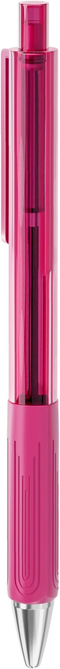 Writon Retractable Ballpoint Pens, Triangle Grip and Barrel, 1.0mm Medium Point, Pink Ink, 12 Pack