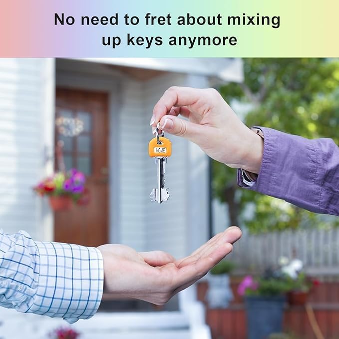 Key Labels - Stretchy All-Key Covers caps, Key Caps Tags, ONE Size FITS Most Keys.Includes Blank Labels and Printed Labels.Cute Key Accessories, 15pack