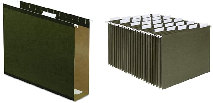 Pendaflex 04152X3 Extra Capacity Reinforced Hanging File Folders, 3-Inch Letter Size, Standard Green, 25 Per Box