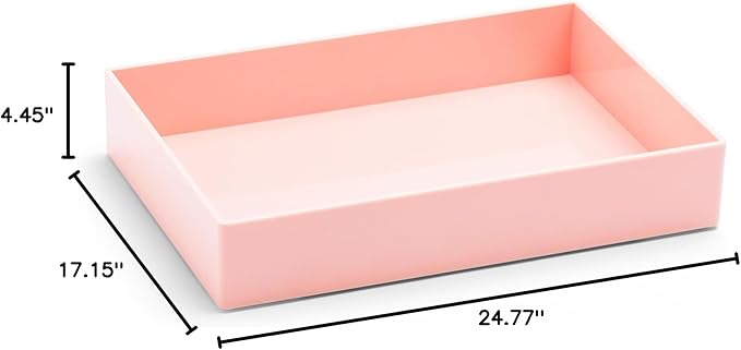 Poppin Stackable Medium Accessory Tray - Modular Lacquer Desk Trays for Office Organization, Color-Coordinated Office Supplies for Desk, Paper Trays (Blush Pink, Medium Accessory)