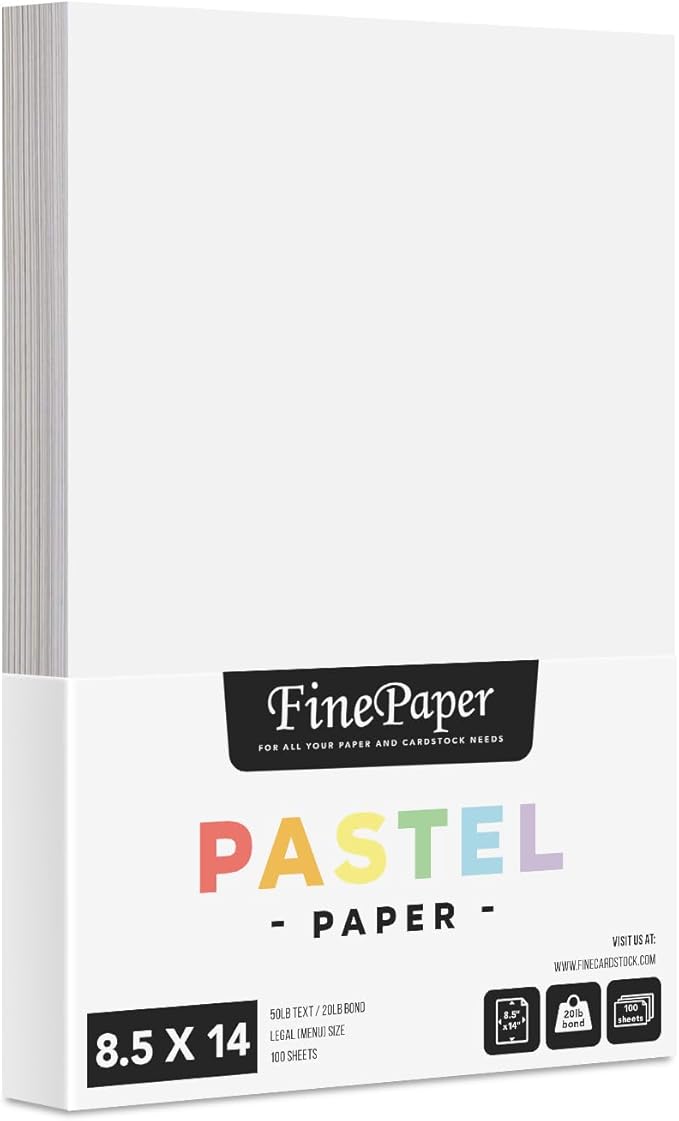White Pastel Colored Menu Paper - 8.5" x 14" (Legal Size) - for Documents, Announcements, Menus Arts and Crafts | Bulk Pack of 100 Sheets