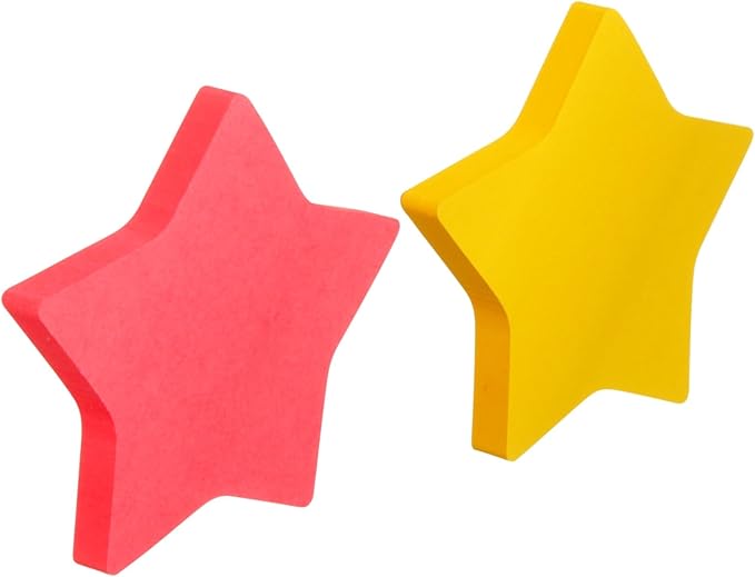 Post-it Notes, Star Shape, Assorted Colors, 2.6x2.6 in, 2 Pads, 75 Sheets/Pad (7350-STR)
