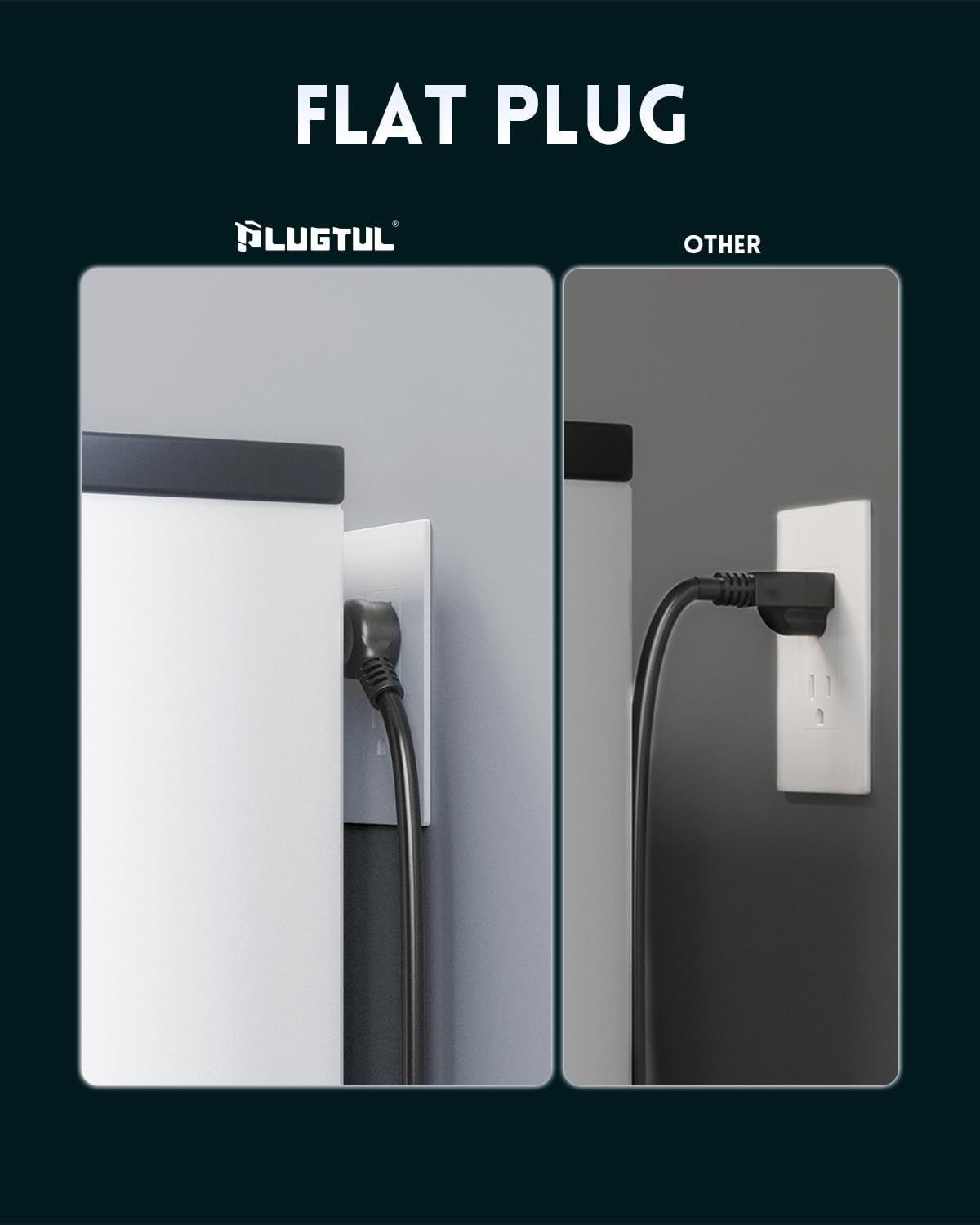 Surge Protector Power Strip 10FT, PLUGTUL Surge Protector with 10 Outlets - Spacious Design for Large Plugs, Flat Plug, 20W USB C Charging for Home, Office, ETL Listedďź2040J