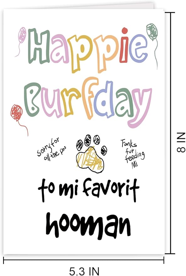 Funny Birthday Card From Cat Dog, Happy Birthday Card Gift for Dog Dad Mom Friend Women Men