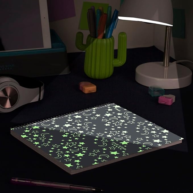 Five Star Spiral Notebook + Study App, 1 Subject, Wide Ruled Paper, 10-1/2" x 8", 80 Sheets, Glow (930020F)